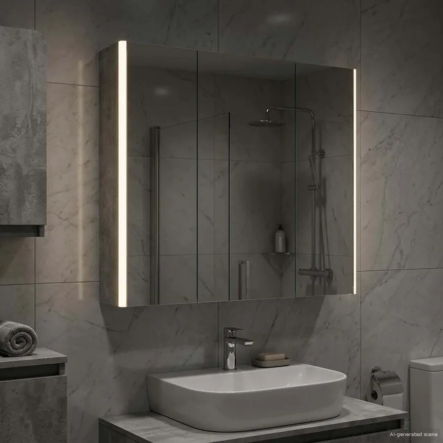 Armoire Miroir de Salle de Bain Gris béton 73.5 x 15.5 x 70 cm - 4