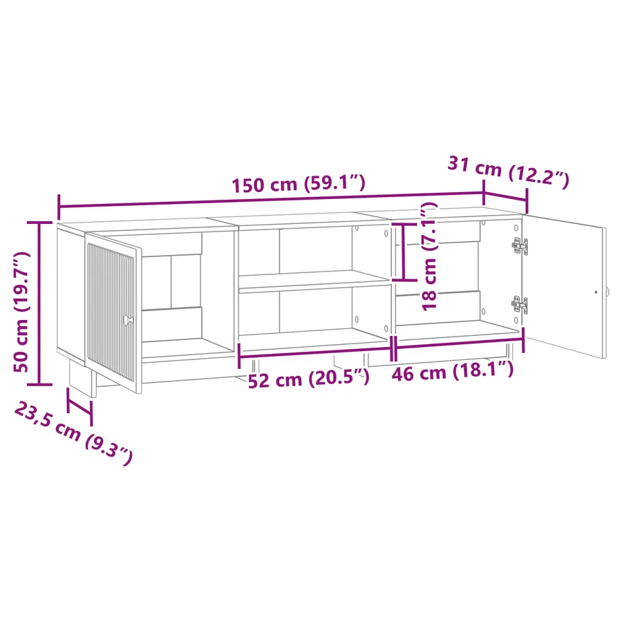 Meuble TV Chêne Sonoma 150 x 31 x 50 cm Bois d’ingénierie - 11