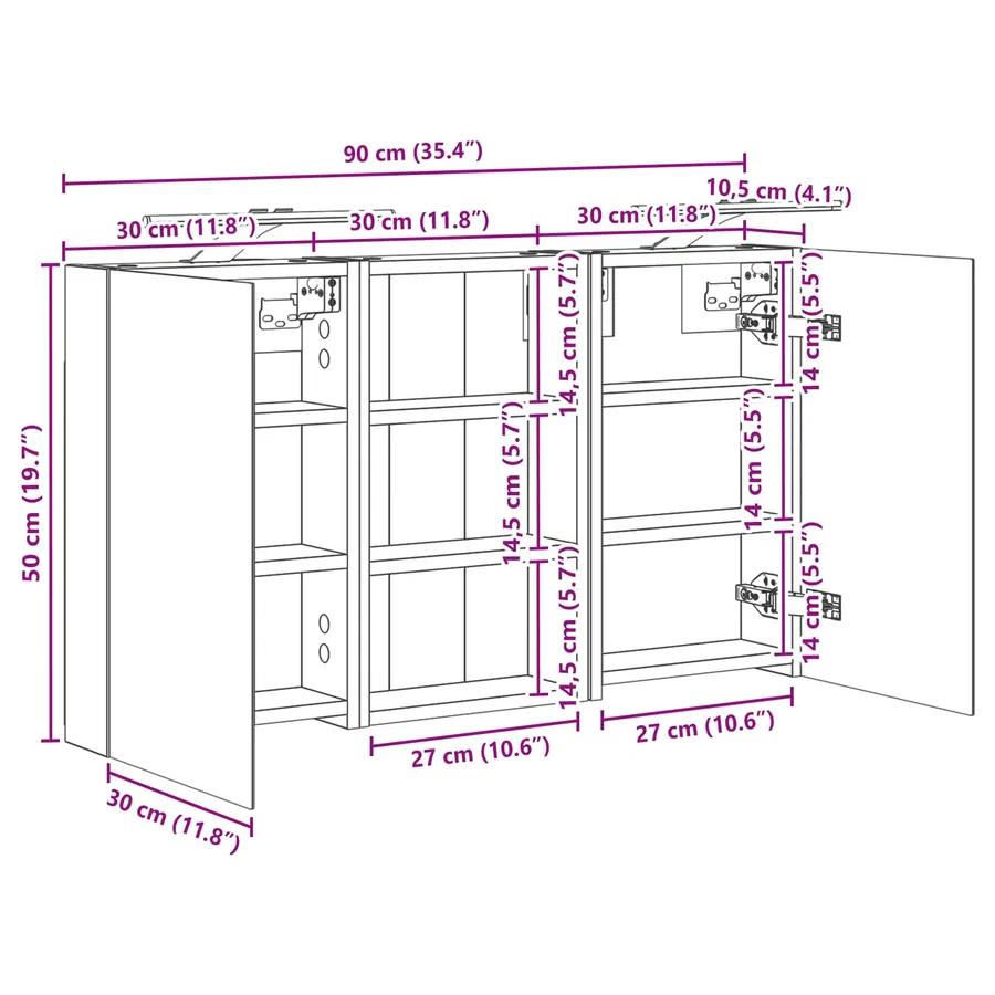 Ensemble de Meubles de Salle de Bain 3 pcs 90 x 10,5 x 50 cm - 13