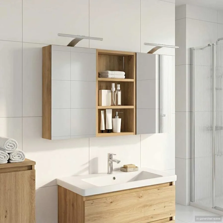 Ensemble de Meubles de Salle de Bain 3 pc 90 x 10,5 x 50 cm - 4