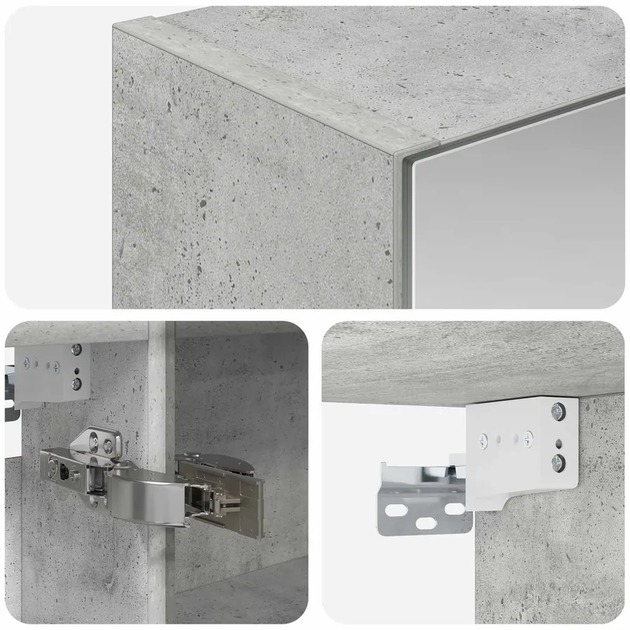 Armoire Miroir de Salle de Bain Gris béton 50 x 14,5 x 70 cm - 10