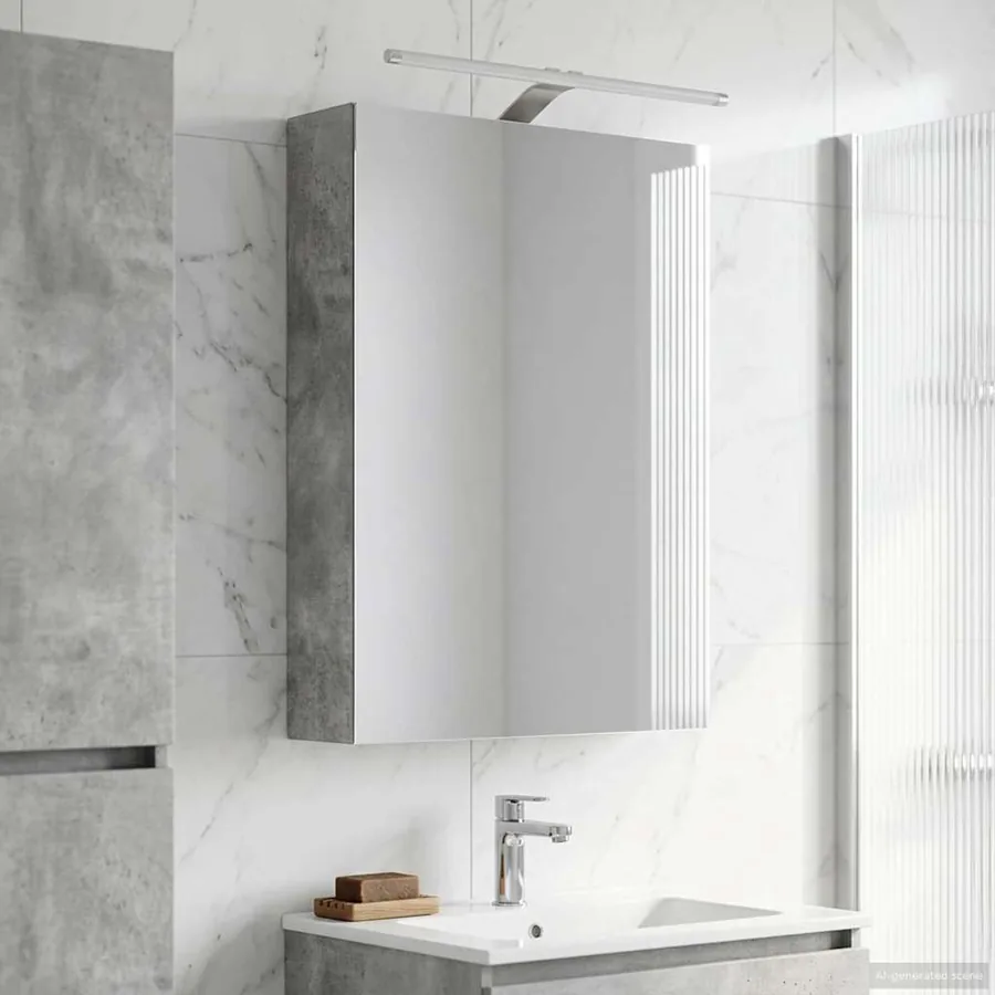 Armoire Miroir de Salle de Bain Gris béton 50 x 14,5 x 70 cm - 4