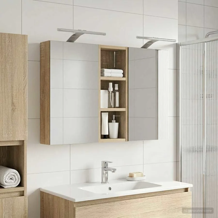 Ensemble de Meubles de Salle de Bain 3 pcs 80 x 10,5 x 50 cm - 4
