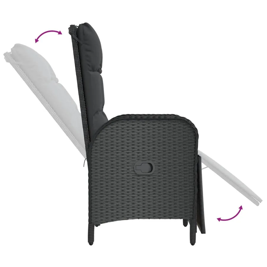 Ensemble à manger jardin 9pcs et coussins noir résine tressée - 6