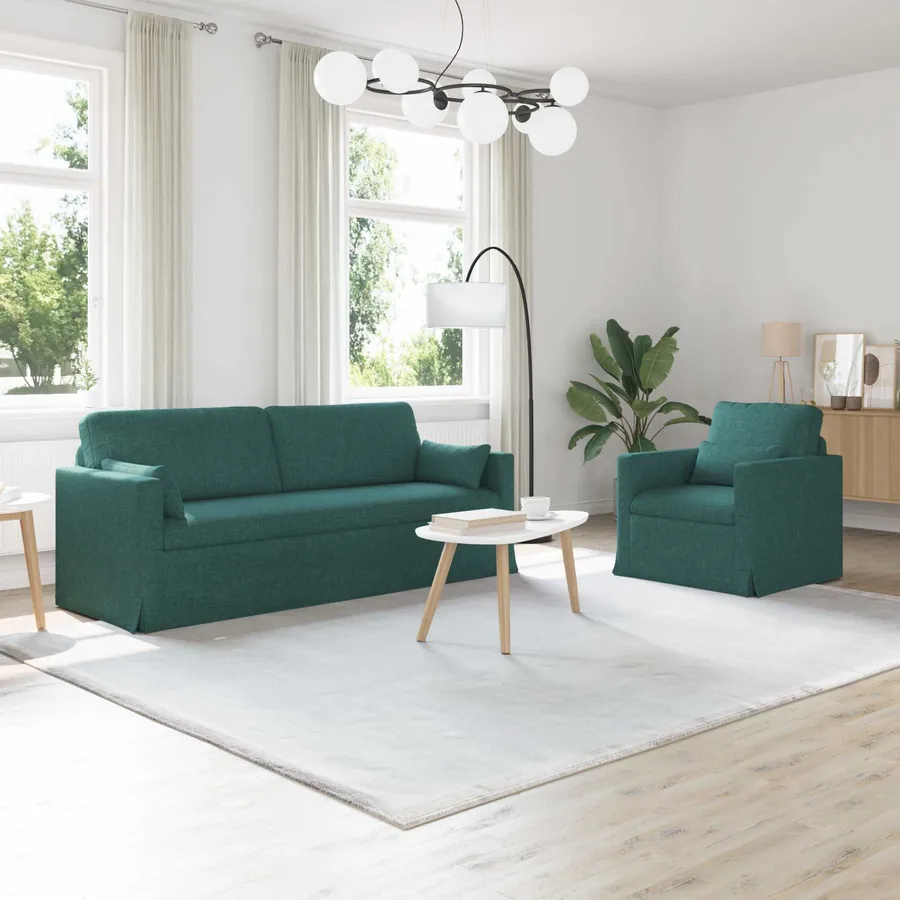 Ensemble de Canapés 2 pcs Vert foncé 198 x 78 x 80 cm tissu