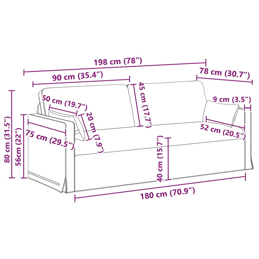 Ensemble de Canapés 2 pcs Vert foncé 198 x 78 x 80 cm tissu - 8