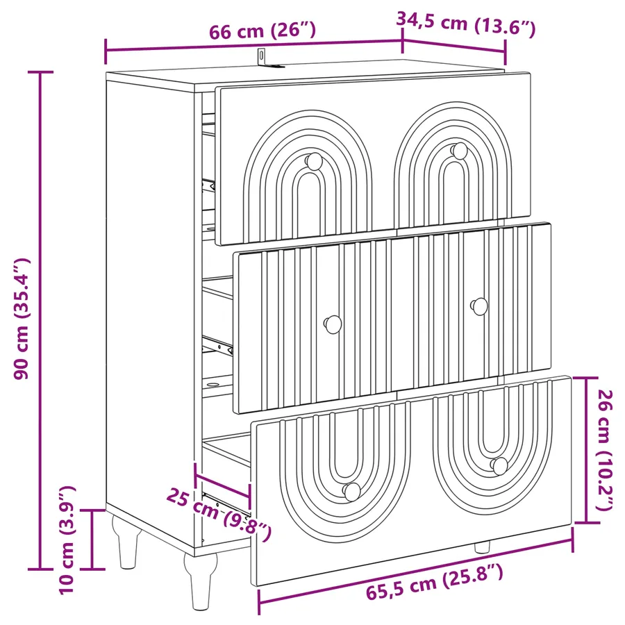 Armoire à tiroirs Chêne Sonoma 66 x 34,5 x 90 cm - 11
