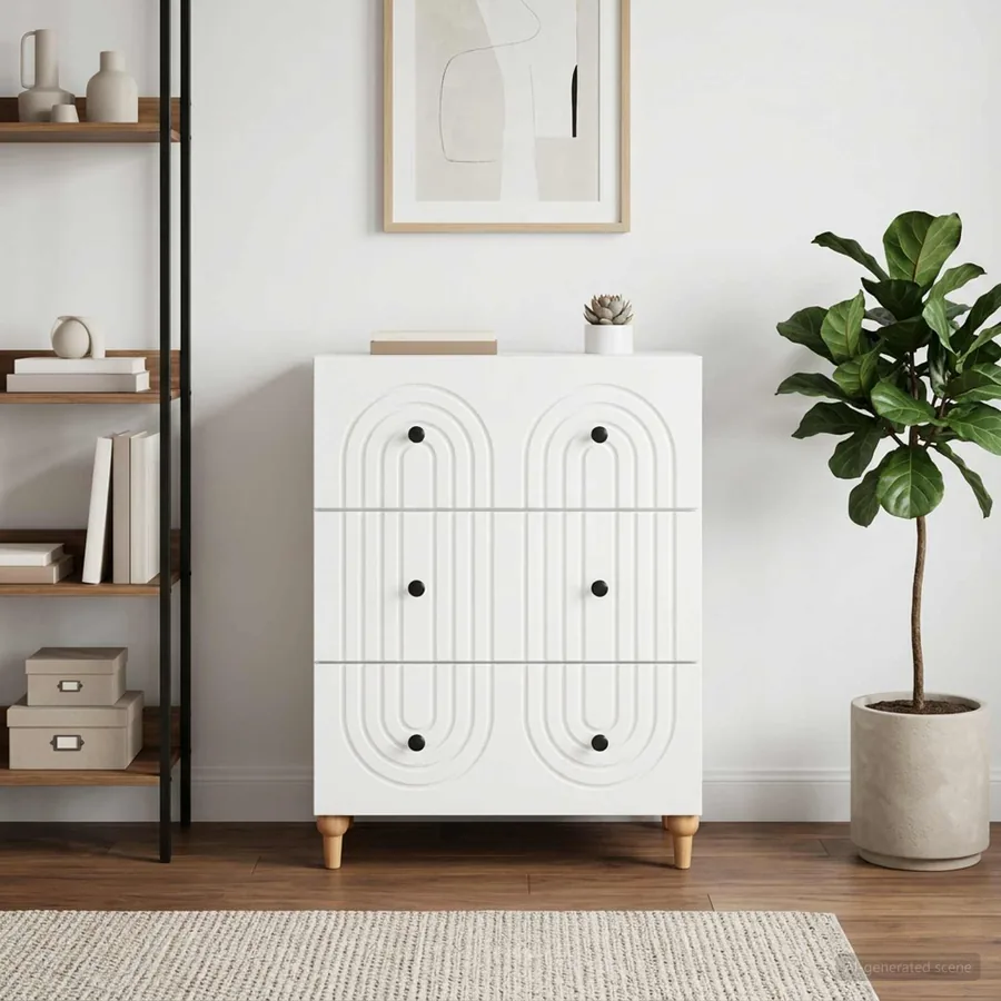 Armoire à tiroirs Blanc 66 x 34,5 x 90 cm Bois d'ingénierie - 4