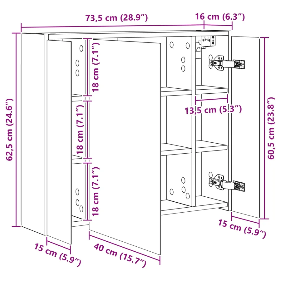Armoire Miroir de Salle de Bain Chêne artisan - 11