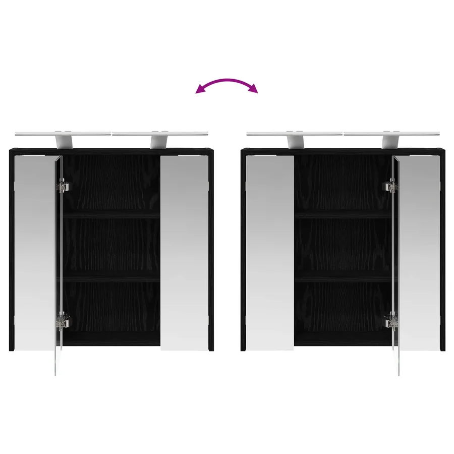 Armoire Miroir de Salle de Bain Chêne noir 63,5 x 16 x 62,5 cm - 12