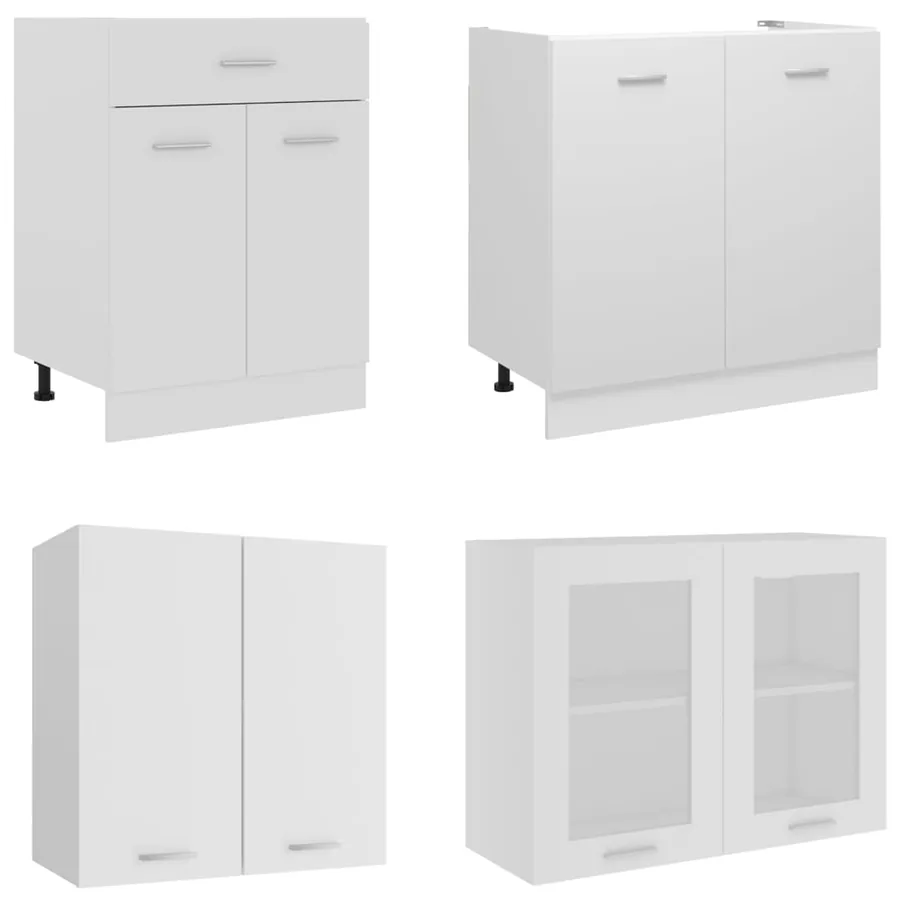 Ensemble de 4 meubles de cuisine "Lyon" en bois d'ingénierie blanc - 4