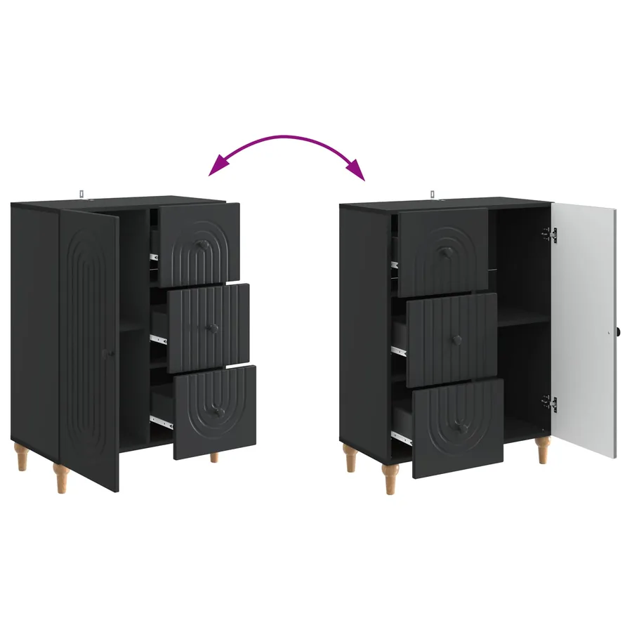 Buffet avec tiroir Noir 66 x 34,5 x 90 cm Bois d'ingénierie - 8