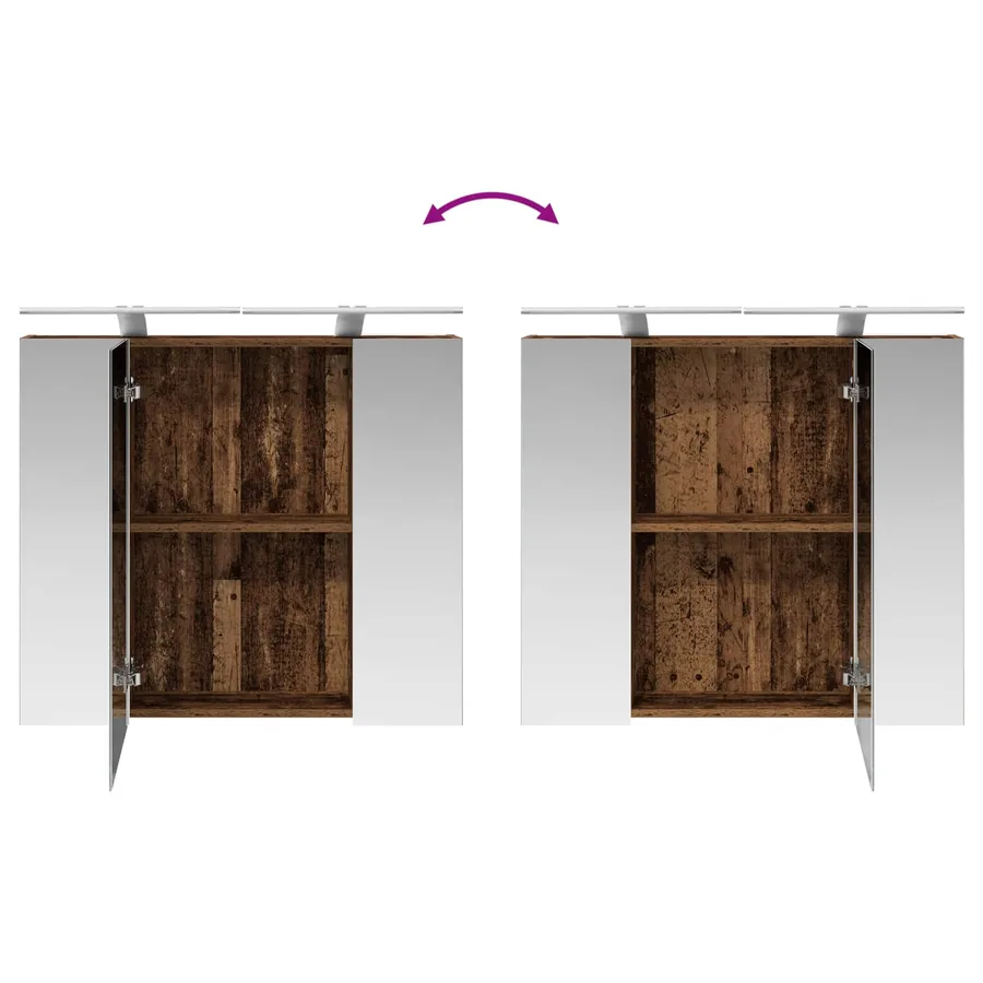 Armoire Miroir de Salle de Bain Bois ancien 80 x 14.5 x 70 cm - 12