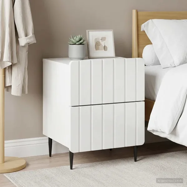 Cabinet de chevet 2 pcs Blanc brillant 43 x 34,5 x 49,5 cm