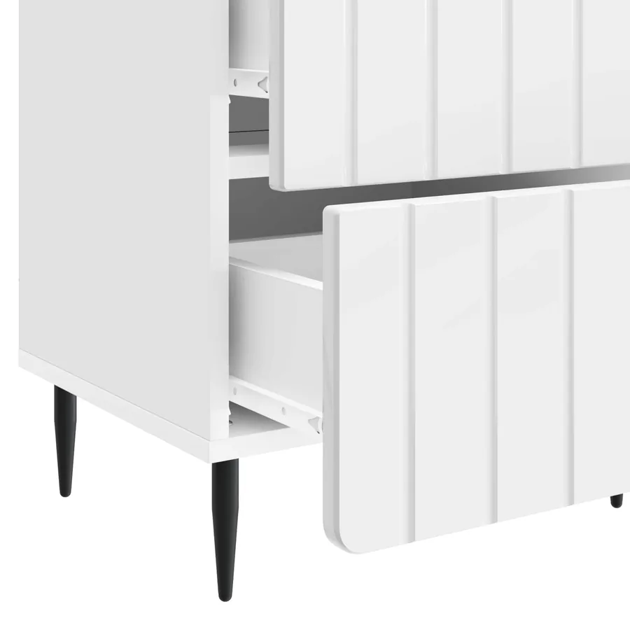 Cabinet de chevet 2 pcs Blanc brillant 43 x 34,5 x 49,5 cm - 11