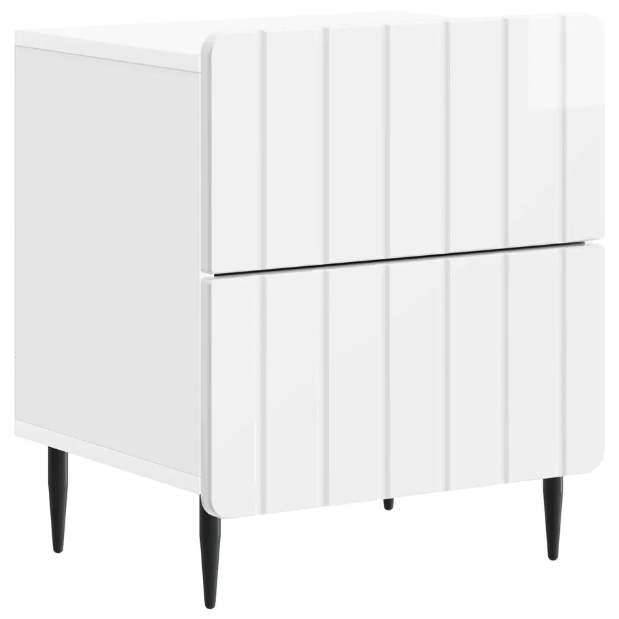 Cabinet de chevet 2 pcs Blanc brillant 43 x 34,5 x 49,5 cm - 5