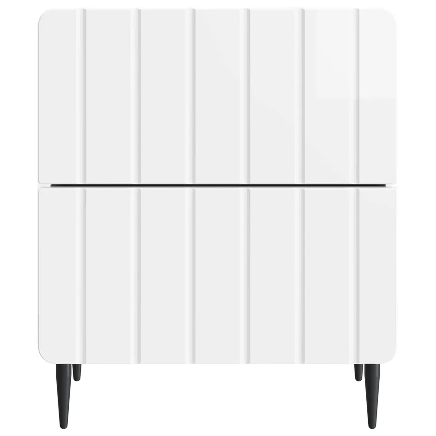 Cabinet de chevet 2 pcs Blanc brillant 43 x 34,5 x 49,5 cm - 7