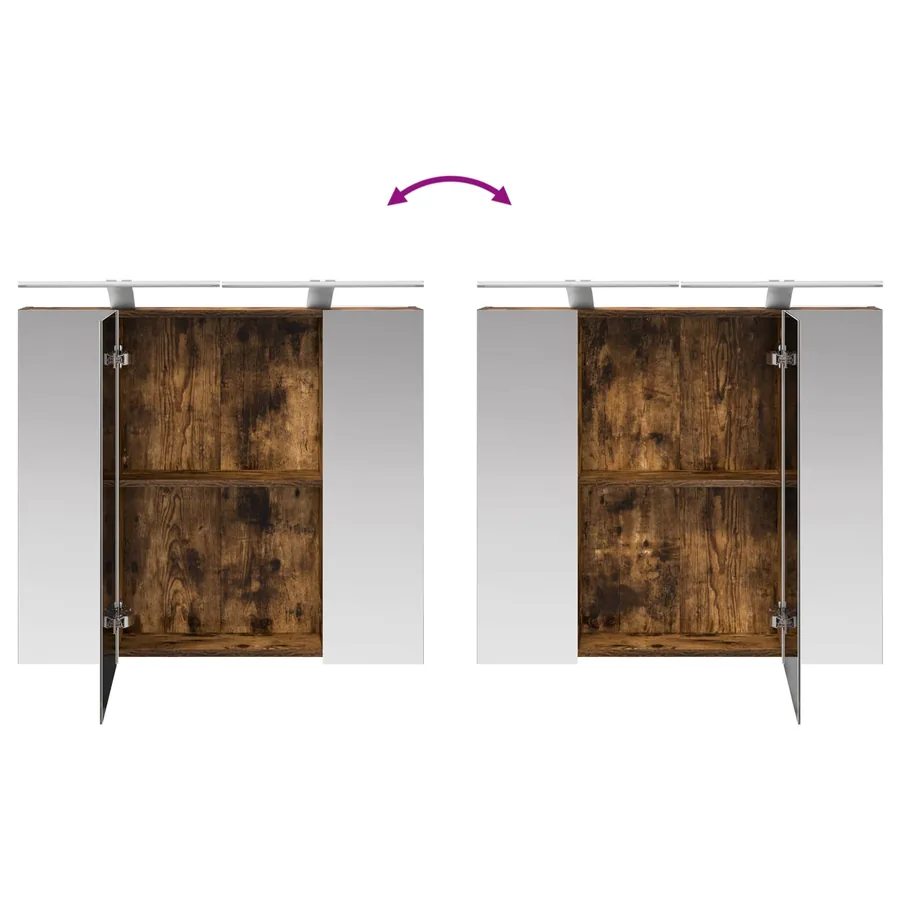 Armoire Miroir de Salle de Bain Chêne fumé 80 x 14.5 x 70 cm - 12
