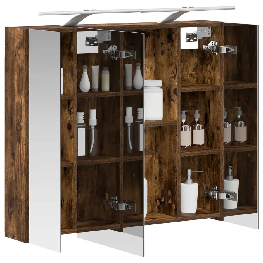 Armoire Miroir de Salle de Bain Chêne fumé 80 x 14.5 x 70 cm - 3