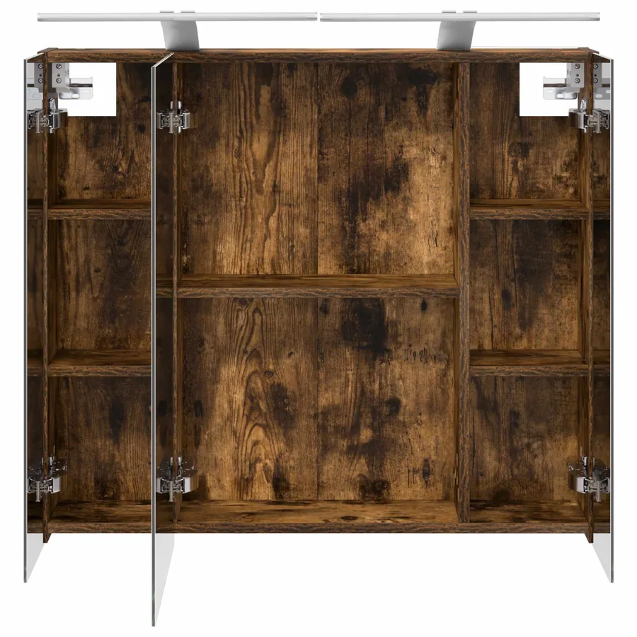 Armoire Miroir de Salle de Bain Chêne fumé 80 x 14.5 x 70 cm - 7