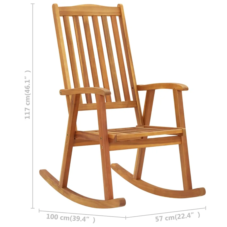 Chaise à bascule avec coussins Bois d'acacia massif - 9