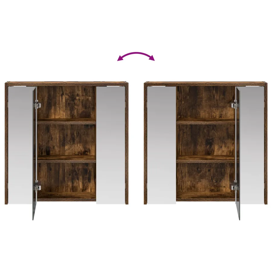 Armoire Miroir de Salle de Bain Chêne fumé 63,5 x 16 x 62,5 cm - 8