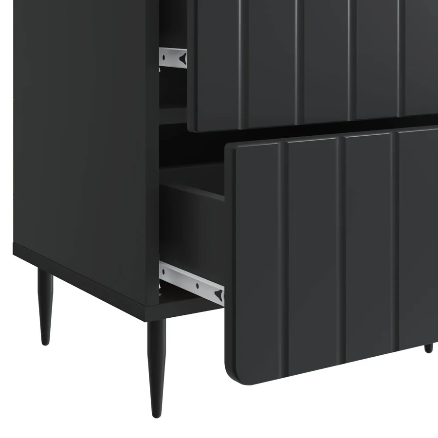 Cabinet de chevet Noir 43 x 34,5 x 49,5 cm Bois d'ingénierie - 9