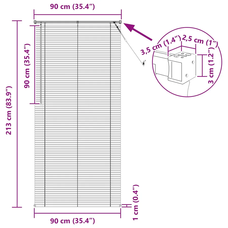 Store Vénitien Marron clair avec motif 213 x 90 cm 25 mm PVC - 8