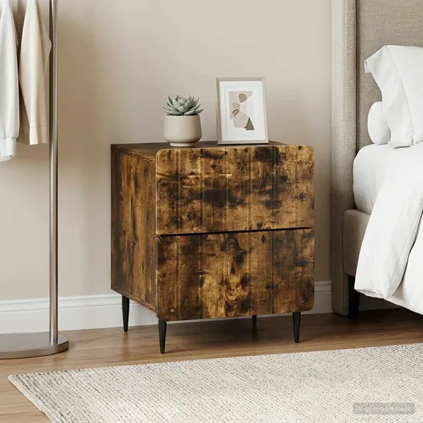Cabinet de chevet 2 pcs Chêne fumé 43 x 34,5 x 49,5 cm