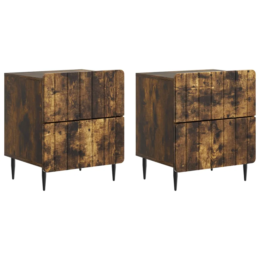 Cabinet de chevet 2 pcs Chêne fumé 43 x 34,5 x 49,5 cm - 2