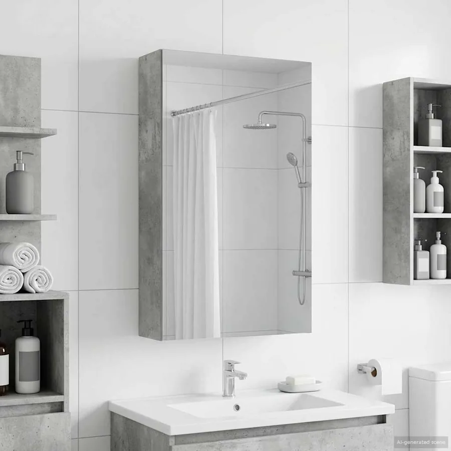 Armoire Miroir de Salle de Bain Gris béton 30 x 10,5 x 50 cm - 4