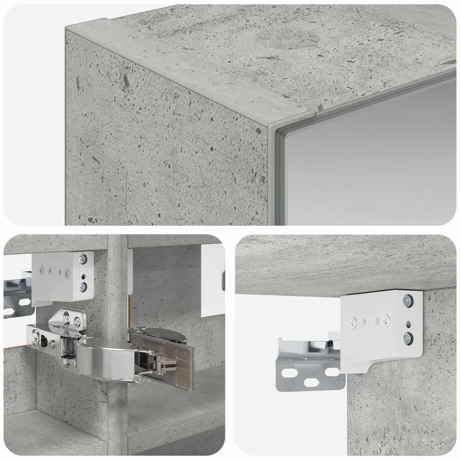 Armoire Miroir de Salle de Bain Gris béton 30 x 10,5 x 50 cm - 9