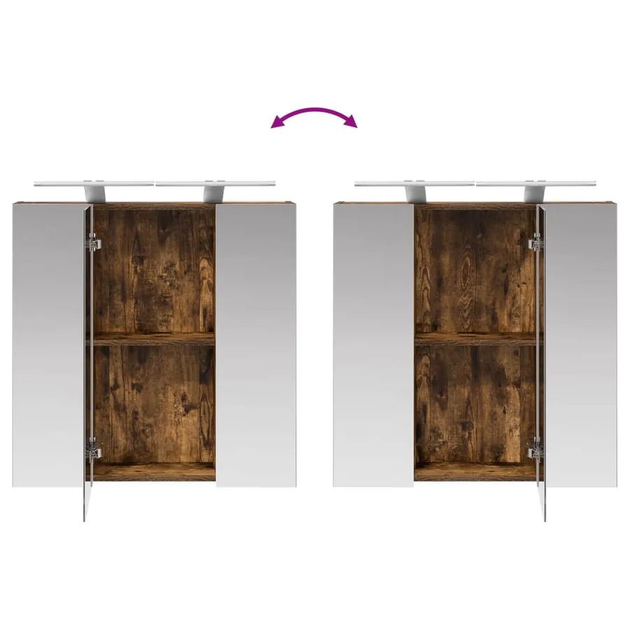Armoire Miroir de Salle de Bain Chêne fumé 70 x 14,5 x 70 cm - 12