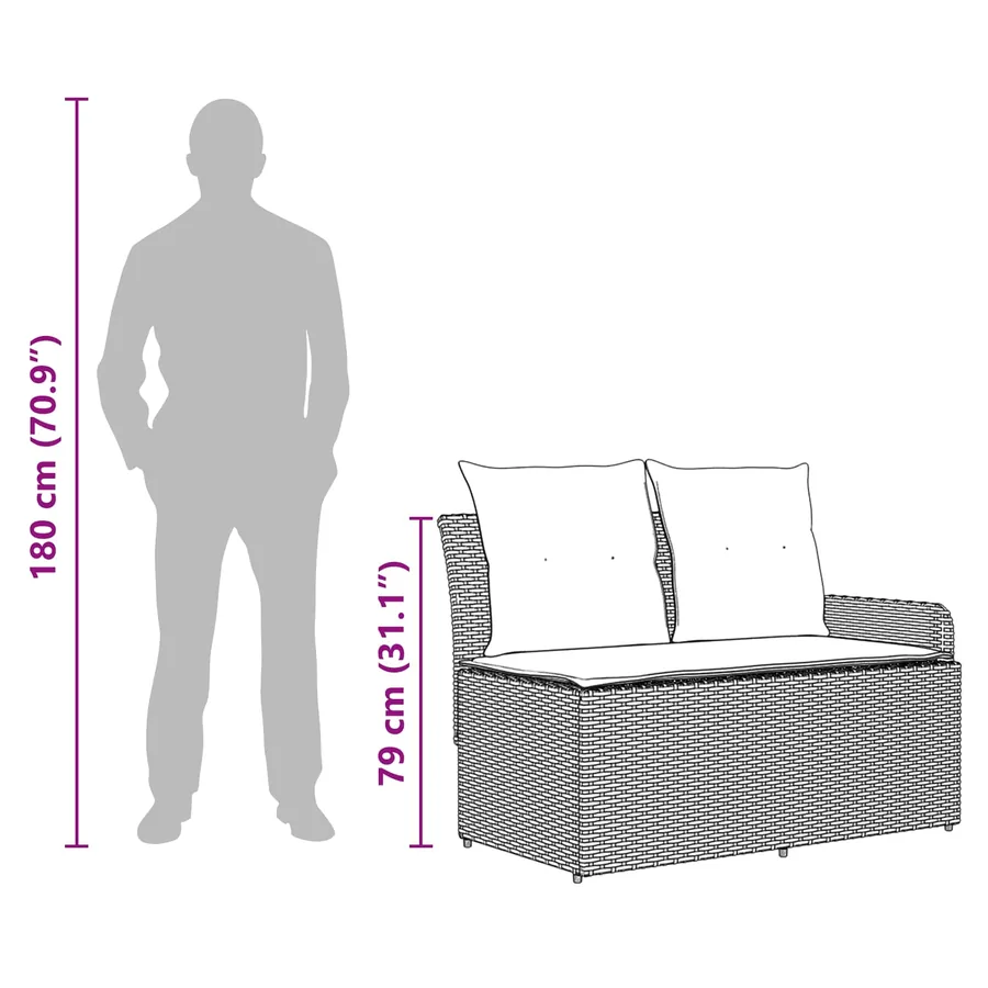 Canapé de jardin avec accoudoirs et table relevable 2 Pièce - 14