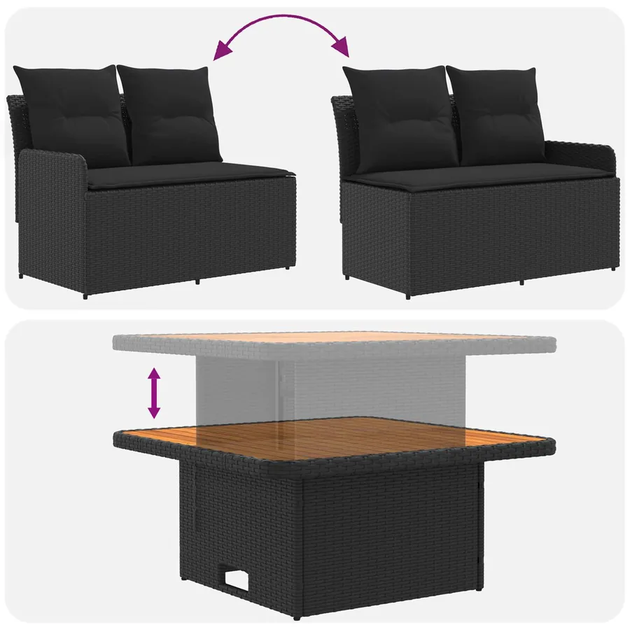 Canapé de jardin avec accoudoirs et table relevable 2 Pièce - 8
