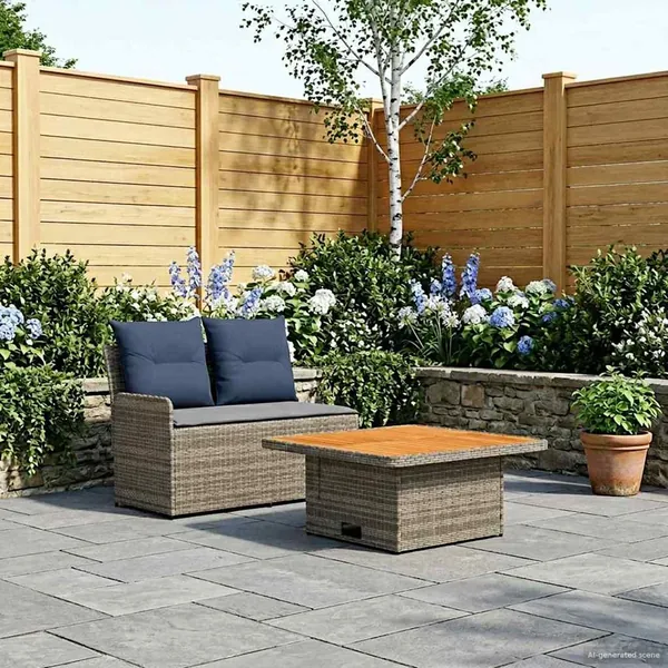 Canapé de jardin avec accoudoirs et table relevable 2 Pièce