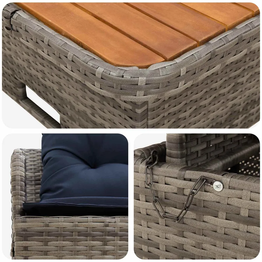 Canapé de jardin avec accoudoirs et table relevable 2 Pièce - 9