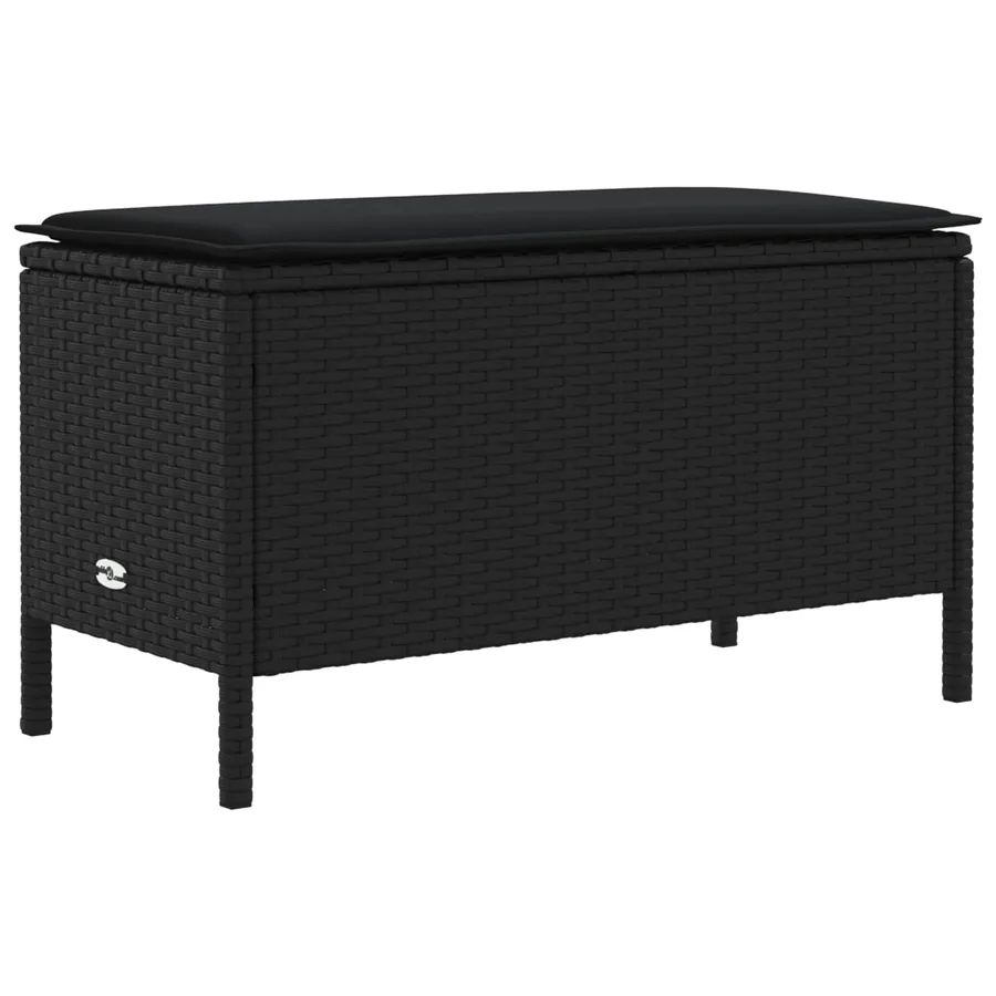 Pouf de Jardin avec oreiller Noir 80 x 38 x 45 cm Rotin PE - 2