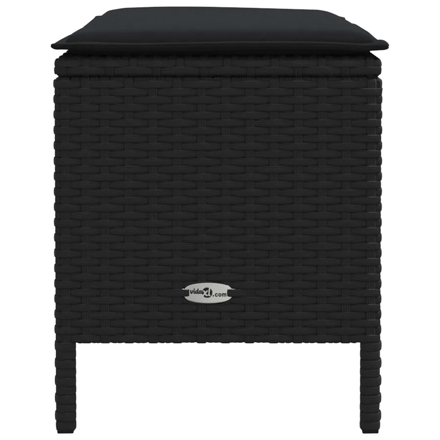Pouf de Jardin avec oreiller Noir 80 x 38 x 45 cm Rotin PE - 5