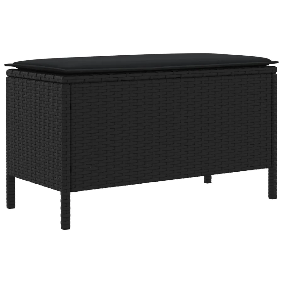 Pouf de Jardin avec oreiller Noir 80 x 38 x 45 cm Rotin PE - 6