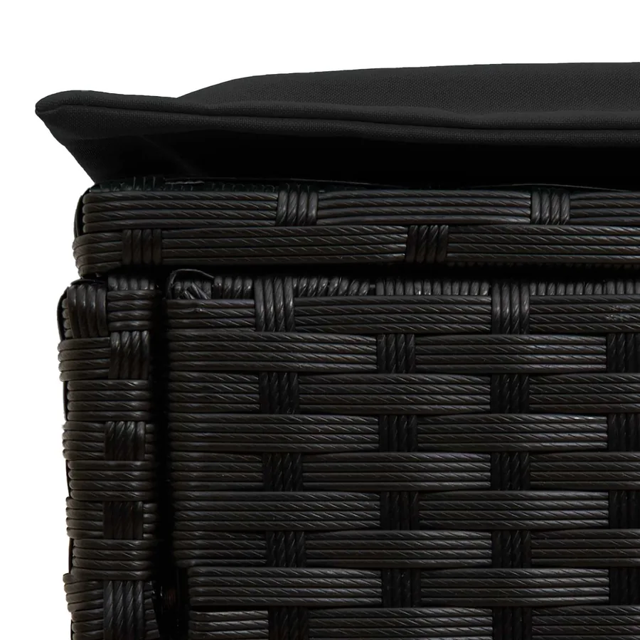 Pouf de Jardin avec oreiller Noir 80 x 38 x 45 cm Rotin PE - 7