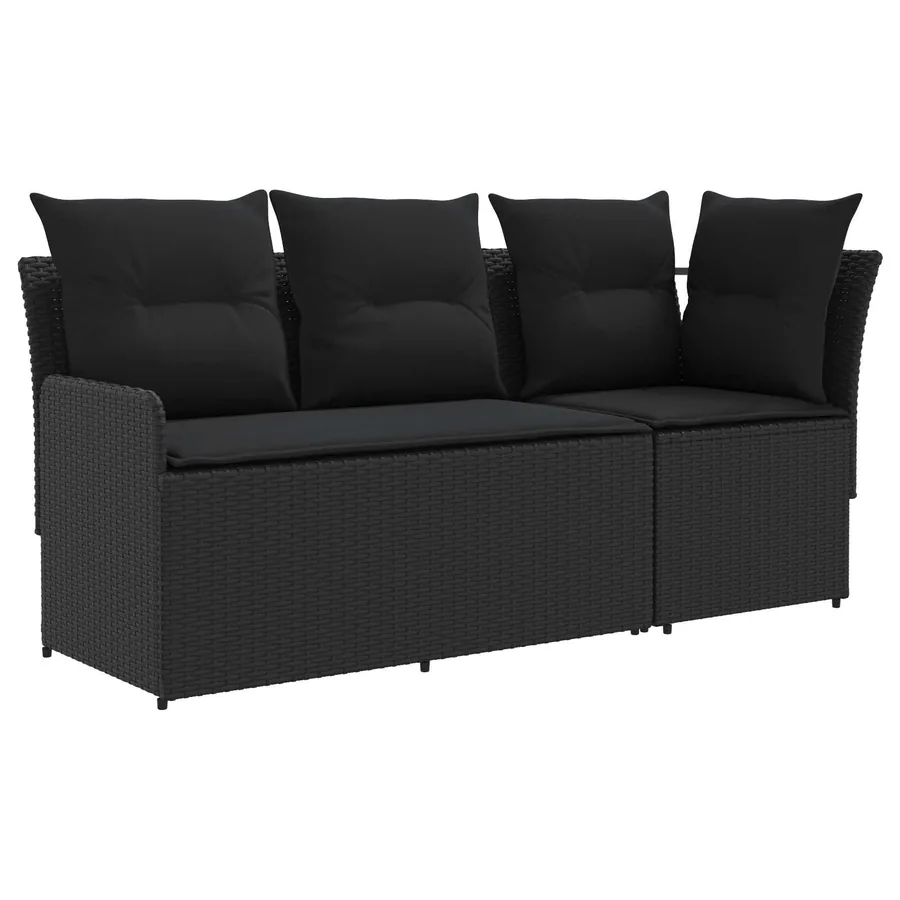 Sofa de jardin avec accoudoirs et sofa d'angle 2 Pièce Noir - 2