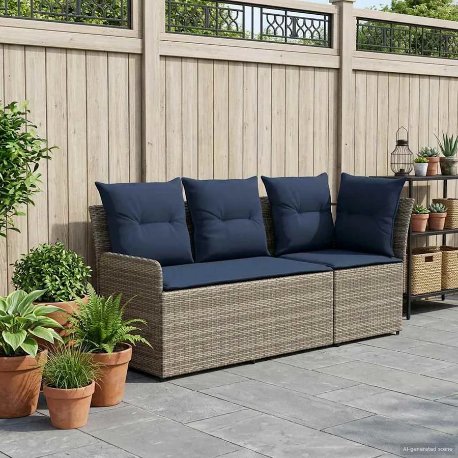 Sofa de jardin avec accoudoirs et sofa d'angle 2 Pièce Rotin PE