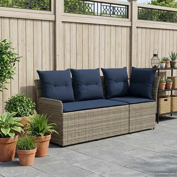 Sofa de jardin avec accoudoirs et sofa d'angle 2 Pièce Rotin PE