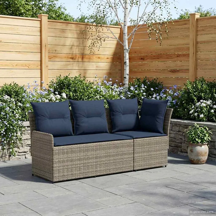 Sofa de jardin avec accoudoirs et sofa d'angle 2 Pièce Rotin PE - 3