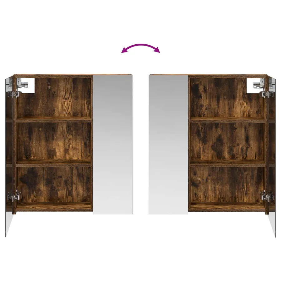 Armoire Miroir de Salle de Bain Chêne fumé 60 x 14,5 x 70 cm - 10