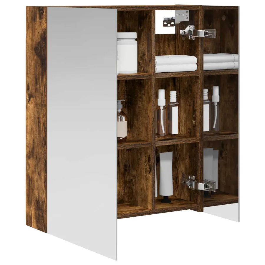 Armoire Miroir de Salle de Bain Chêne fumé 60 x 14,5 x 70 cm - 3