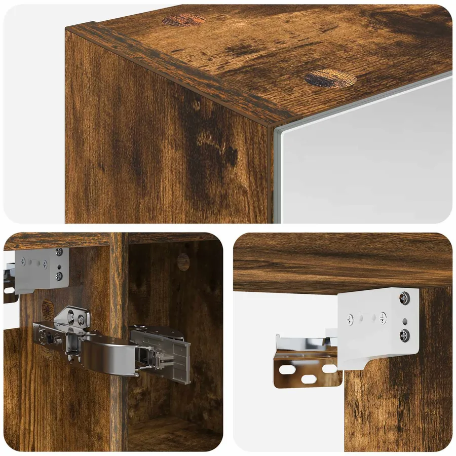 Armoire Miroir de Salle de Bain Chêne fumé 60 x 14,5 x 70 cm - 9