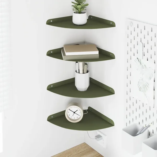 Étagère flottante avec étagère 4 pcs Vert olive 24 x 24 x 2 cm