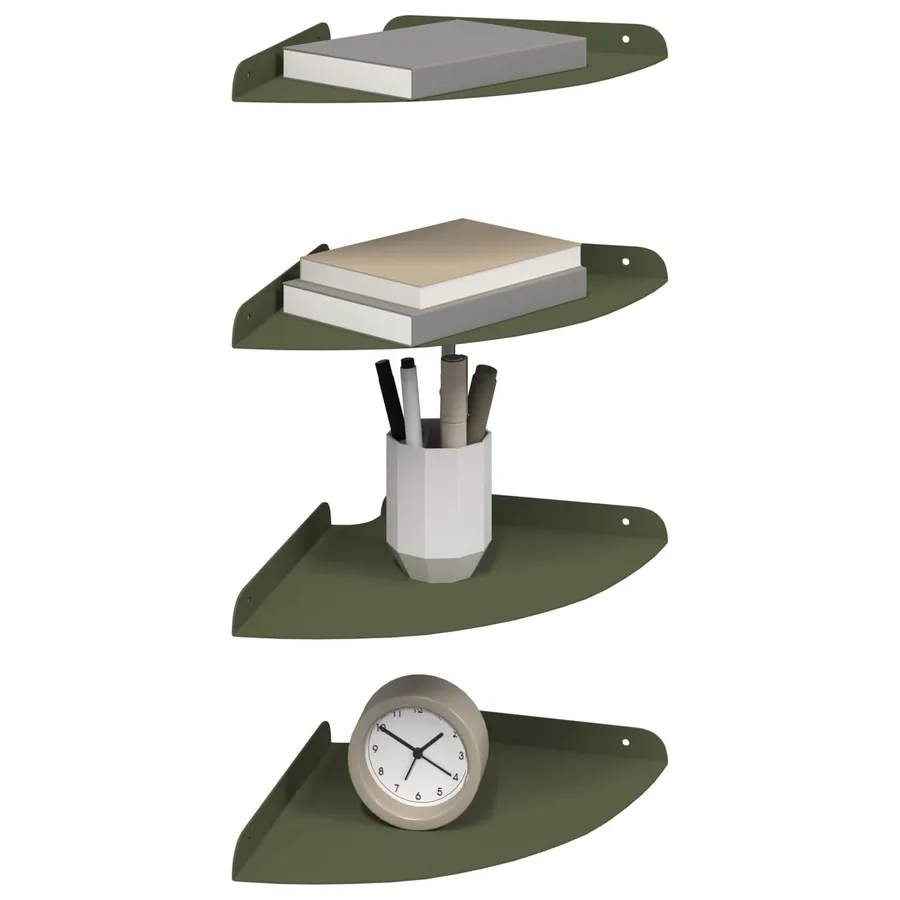 Étagère flottante avec étagère 4 pcs Vert olive 24 x 24 x 2 cm - 3